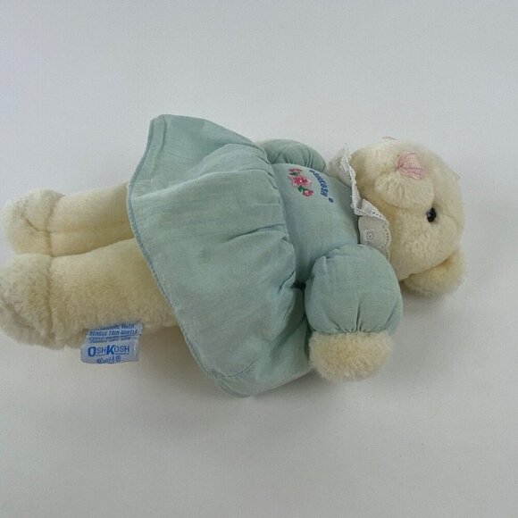 OshKosh B'Gosh Teddy Bear Plush Stuffed Animal, Eden Toys Blue Dress Vintage - Picture 3 of 8